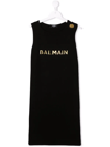 BALMAIN TEEN LOGO-PRINT SLEEVELESS DRESS