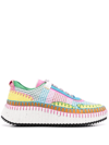 Chloé Nama Sneakers In Multicolor Leather And Fabric In Happy Yellow