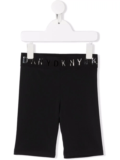 Dkny Kids' Logo-waistband Biker Shorts In Black
