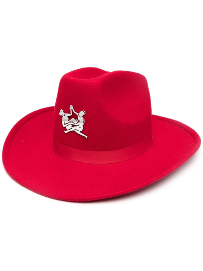 Thebe Magugu Decorative-plaque Wool Fedora In Red