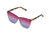 Quay Come Thru 56mm Cat Eye Sunglasses In Milky Tortoise,lime Pink Revo