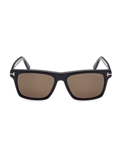 Tom Ford Men's Buckley-02 56mm Square Sunglasses In Shiny Black
