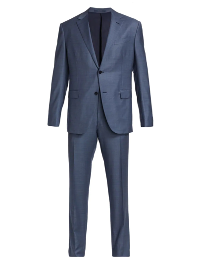 Zegna Milano Easy Two-button Wool Suit In Navy Solid