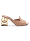 Dolce & Gabbana Dg Interlock Leather Mule Sandals In Rosa Antico