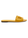 Dolce & Gabbana Women's Dg Cut-out Leather Slides In Ocra