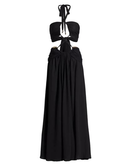 Bronx And Banco Fire Noir Cut-out Maxi Dress In Black