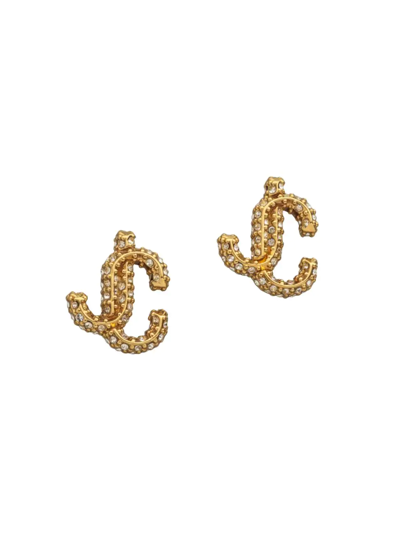 Jimmy Choo Women's Goldtone & Crystal Monogram Stud Earrings In Brass