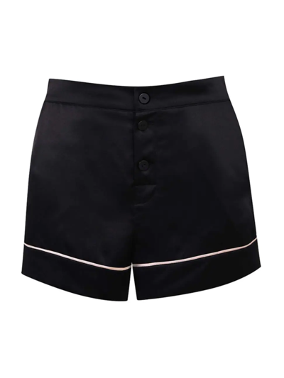 Agent Provocateur Classic Contrast-piping Silk Pajama Shorts In Black
