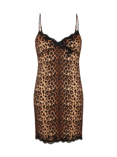 Agent Provocateur Molly Leopard-print Silk Slip Dress In Leopard Black