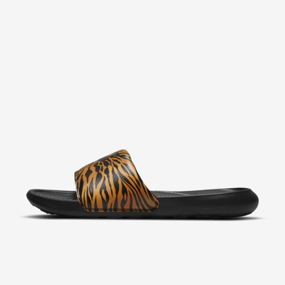 Nike Victori One Animal Print Sliders In Black/multi