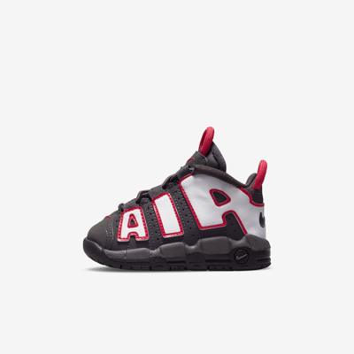 Nike Air More Uptempo Baby/toddler Shoes In Medium Ash/black/siren Red/white
