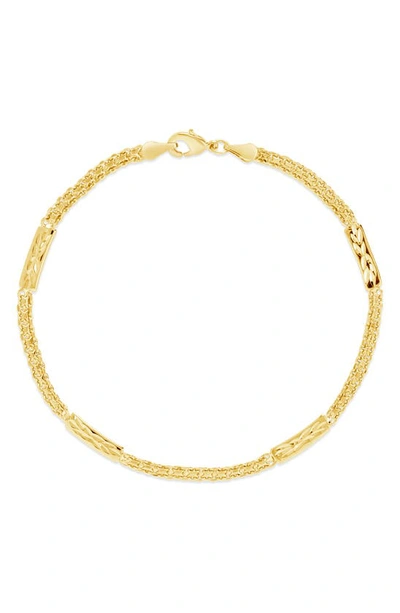 Sterling Forever 14k Gold Plated Brass Textured Station Bracelet