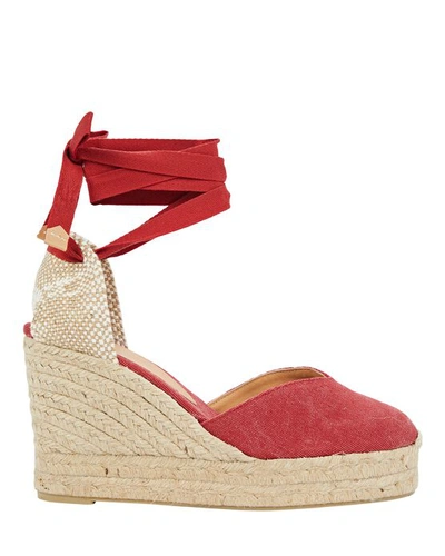 Castaã±er Chiara 80 Espadrille Wedge Sandals In Red-drk