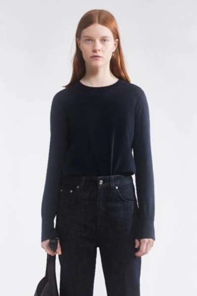 Filippa K Merino R-neck Sweater In Navy