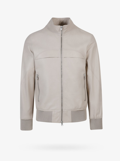 Dfour Leather Bomber Jacket - Atterley In Beis