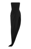 Alex Perry Ledger Strapless Draped Satin-crepe Gown In Black