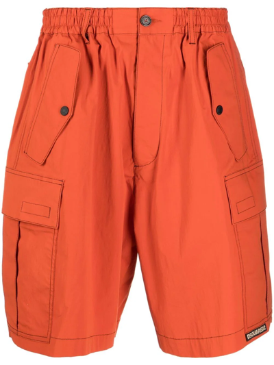 Dsquared2 Contrast-stitching Cargo Trousers In Orange