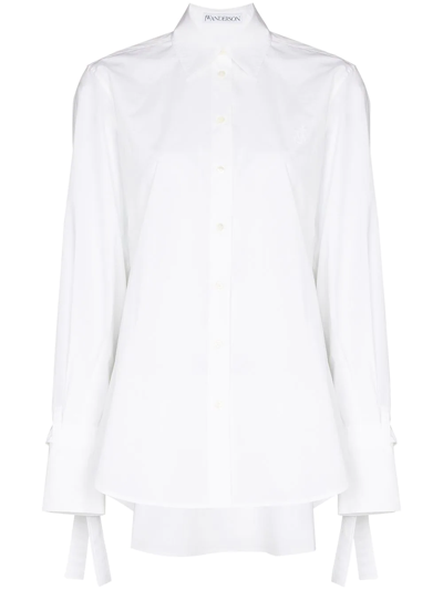 Jw Anderson Tied Cuff Long-sleeve Shirt In White