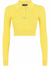 Dolce & Gabbana Dg Ribbed-knit Silk Cropped Sweater In Yellow