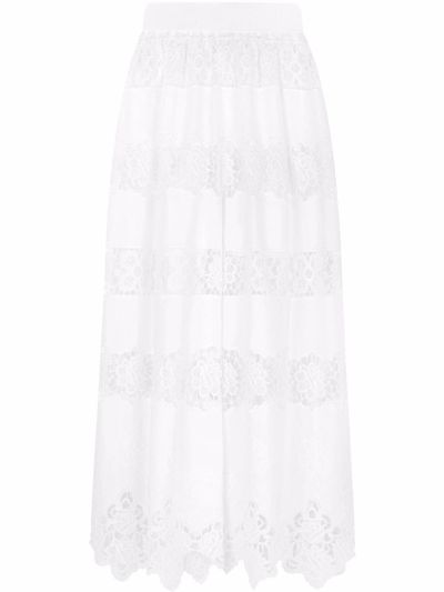 Dolce & Gabbana Openwork Embroidered Culottes In White