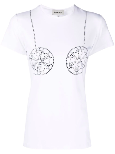 Seen Users Crystal-embellished T-shirt In White