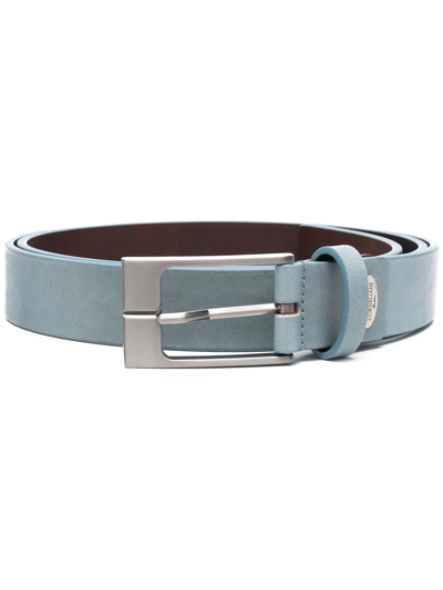 Corneliani Metallic Leather Buckle Belt In Blue