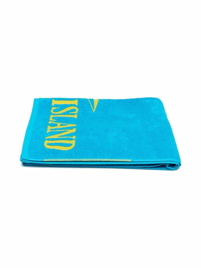 Stone Island Kids' Logo-print Towel In Blue