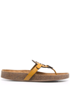 Tory Burch Miller Cloud Calfskin Medallion Thong Sandals In Honey Yellow Nat