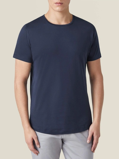 Luca Faloni Midnight Blue Silk-cotton T-shirt In Dark Blue