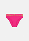 Versace Bikini Briefs Featuring A Greek Border In Pink