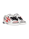 Dolce & Gabbana Hand-painted Leather Sneakers In White