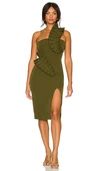 Andrea Iyamah Women's Kamala Asymmetric Knee-length Dress In Deep Olive