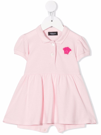 Versace Babies' 胸处美杜莎细节连衣裙 In Light Pink