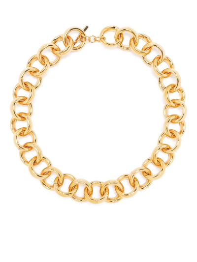 Saint Laurent Rolo-chain Choker Necklace In Yellow