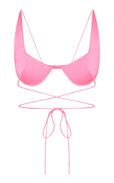 Draped satin bra top in pink - Alex Perry