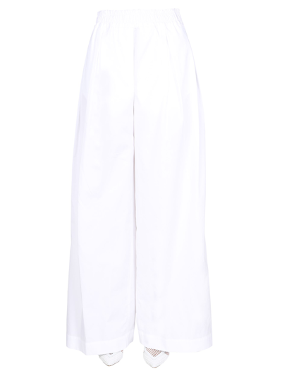 Aspesi Elastic Waist Wide Leg Plain Trousers In White