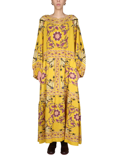 La Doublej Vesta Floral-print Silk-satin Maxi Dress