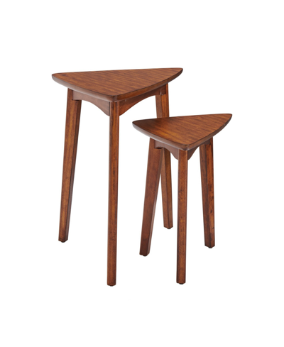 Alaterre Furniture Monterey 24" Mid-century Triangular Nesting End Tables, Set Of 2 In Cherry