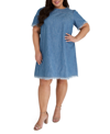 Maree Pour Toi Plus Size Denim Fringe Dress In Medium Denim