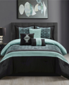 Stratford Park Charley 7-piece Comforter Set, Queen In Aqua And Black