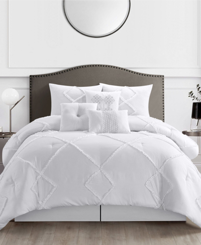 Stratford Park Amber 7-piece Comforter Set, Queen In White