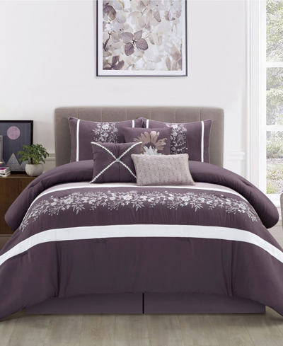 Stratford Park Vista 7-piece Comforter Set, Queen In Purple