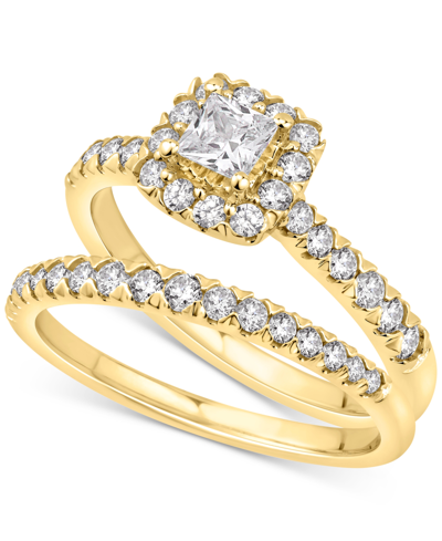 Macy's Diamond Princess Halo Bridal Set (1 Ct. T.w.) In 14k White Or Yellow Gold