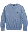 Nautica Men's Navtech Performance Classic-fit Soft V-neck Sweater In Deep Anchor Heather