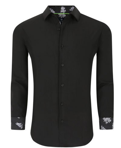 Tom Baine Men's Slim Fit Performance Solid Button Down Shirt In Black Solid