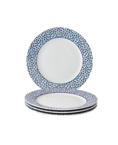 Laura Ashley Blueprint Collectables Floris Plates In Gift Box, Set Of 4 In White With Blue