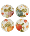 Certified International Autumn Harvest Set Of 4 Dessert Plates In Orange
