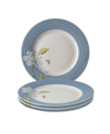 Laura Ashley Heritage Collectables Seaspray Candy Plates In Gift Box, Set Of 4 In White With Blue Stripes