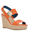 Tommy Hilfiger Women's Kahdy Logo Wedge Sandals Women's Shoes In Orange