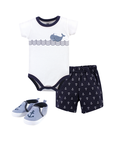 Hudson Baby Baby Cotton Bodysuit, Shorts And Shoe Set In White